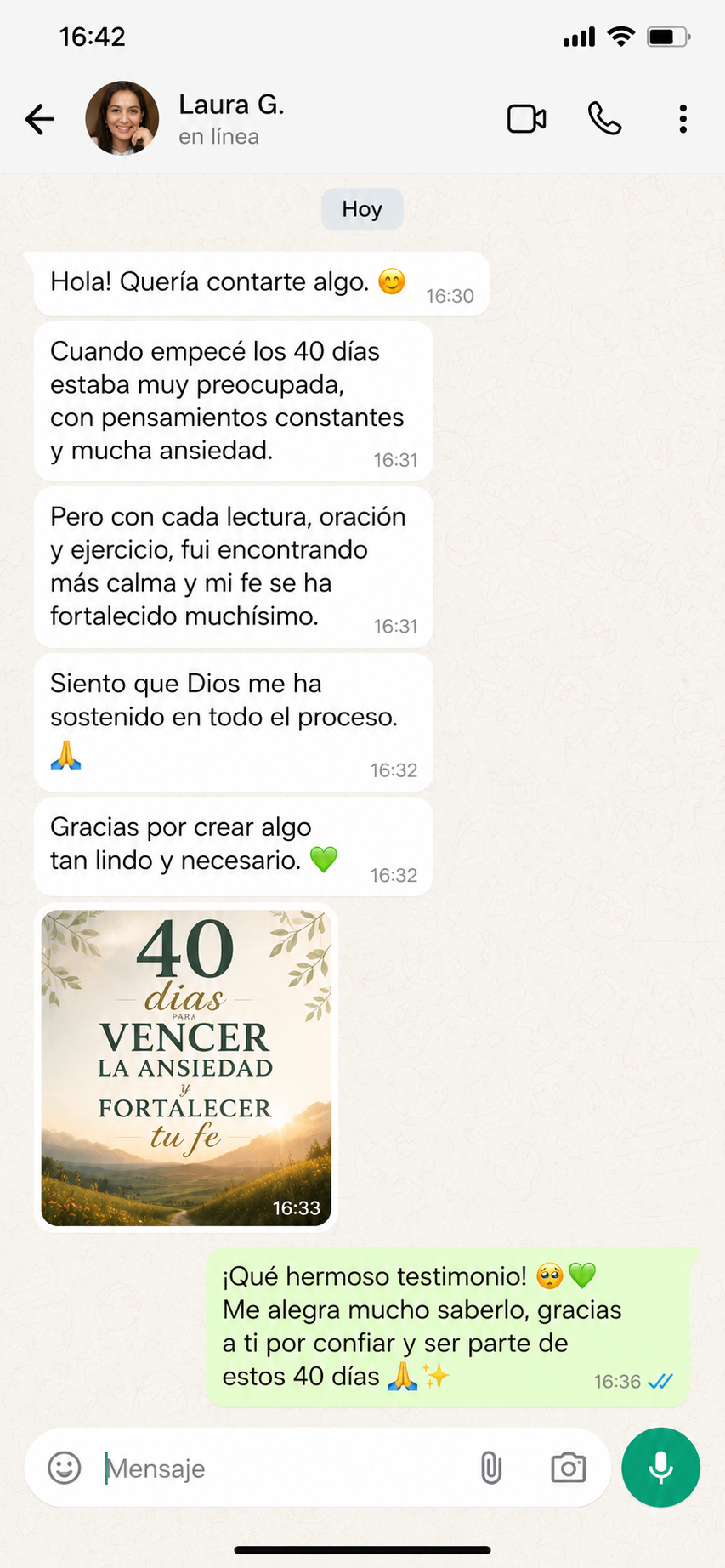 Testimonio de Laura G. sobre el devocional de 40 días