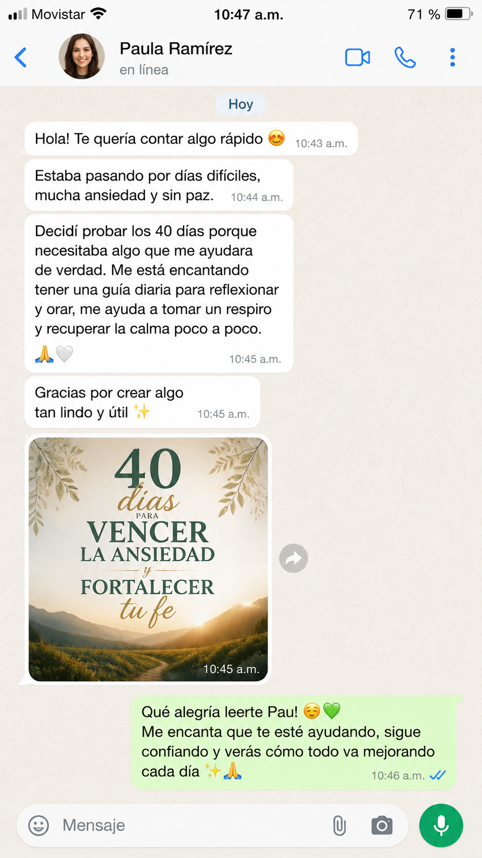 Testimonio de Paula Ramírez sobre el devocional de 40 días